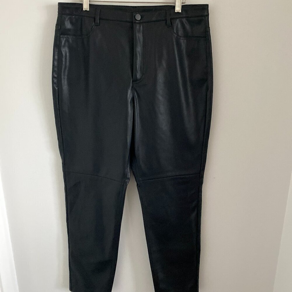 Joe Fresh Faux Leather Women's Black High Rise Tempered Legs Pants Size 14